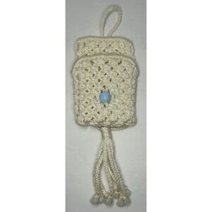 Macrame With Pocket Decor Wall Hanging Plant Holder Vintage Handmade Crochet